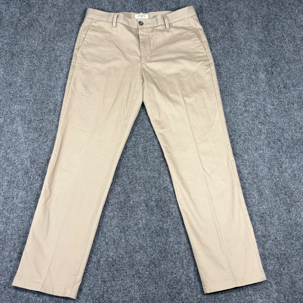 Dockers Mens Slim Tapered Khaki Chino Pants Tan 33x29 Flat Front Work Casual